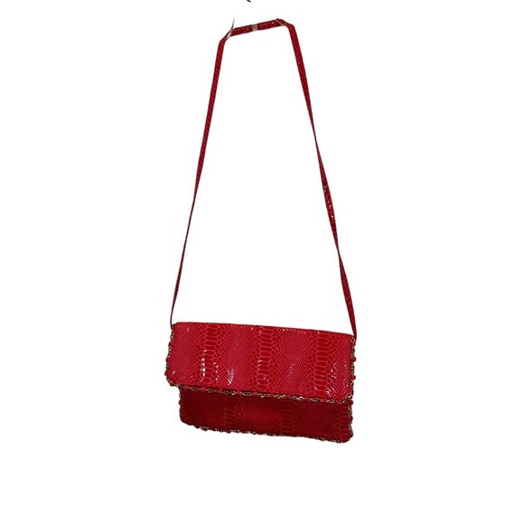 nicki minaj hot pink snakeskin chain link cross body bag NEW - Picture 1 of 7